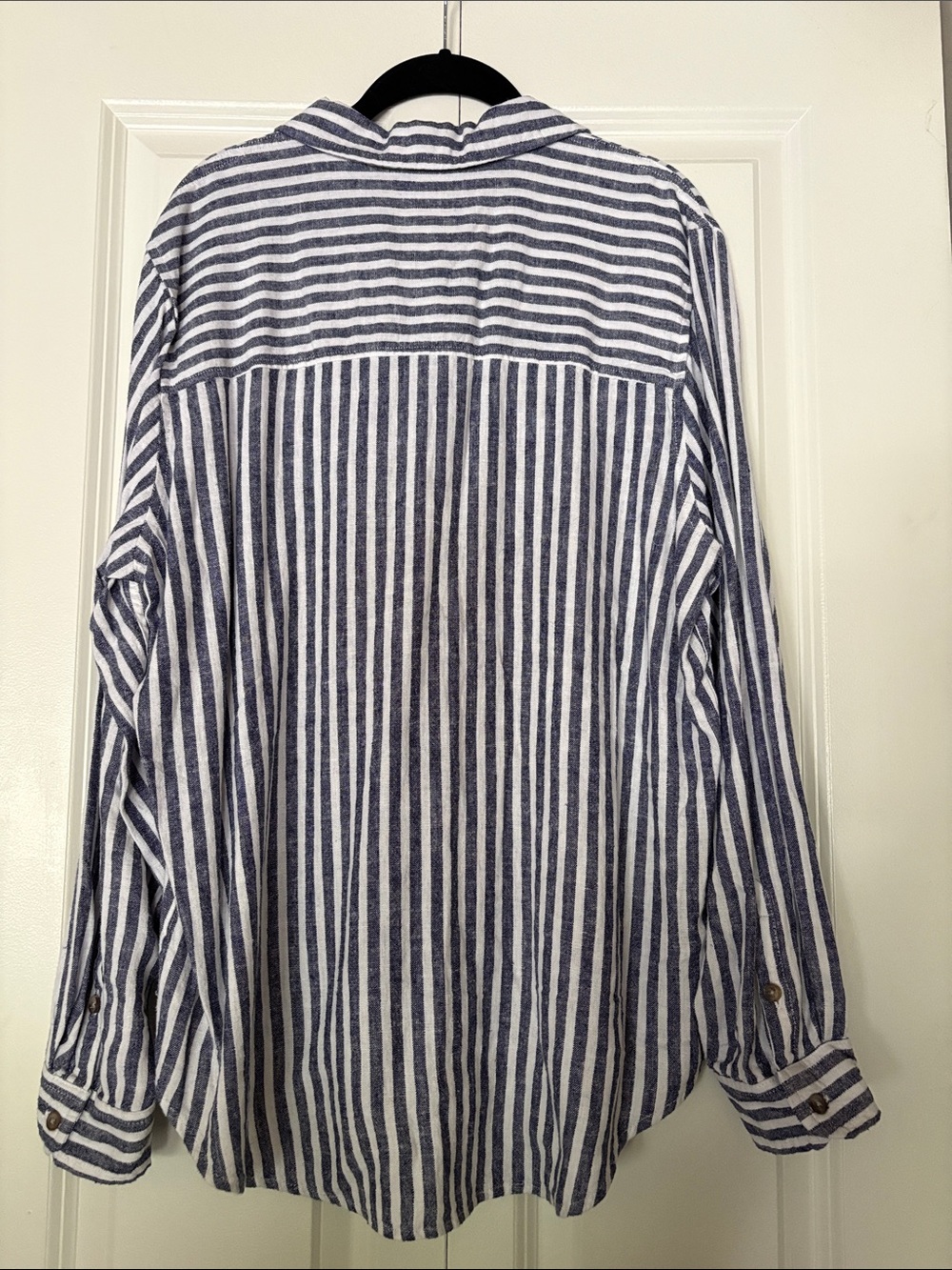 Target Universal Thread Striped Button-Up Shirt in Navy and White - Picture 2 of 4